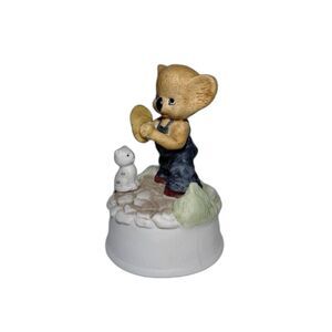 Flambro Vintage Porcelain Music Box Koala Bear Playing “Talk With the Animals"